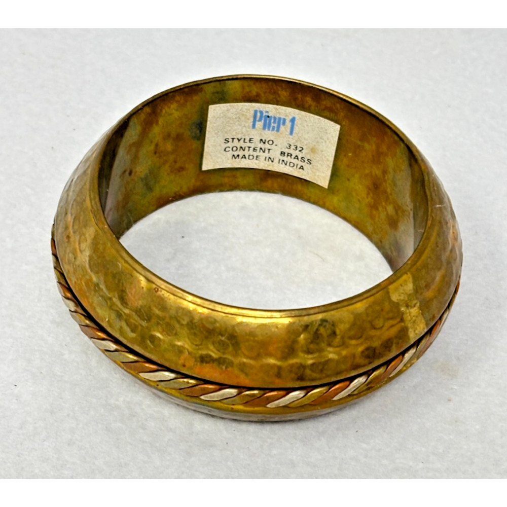 Vintage Pier 1 Brass Bangle Bracelet‎ India Boho Braided